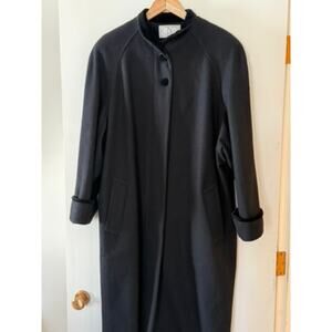 Vintage CBO‎ New York Wool Coat Minimalist Black Button Front Long Coat 18W ✨